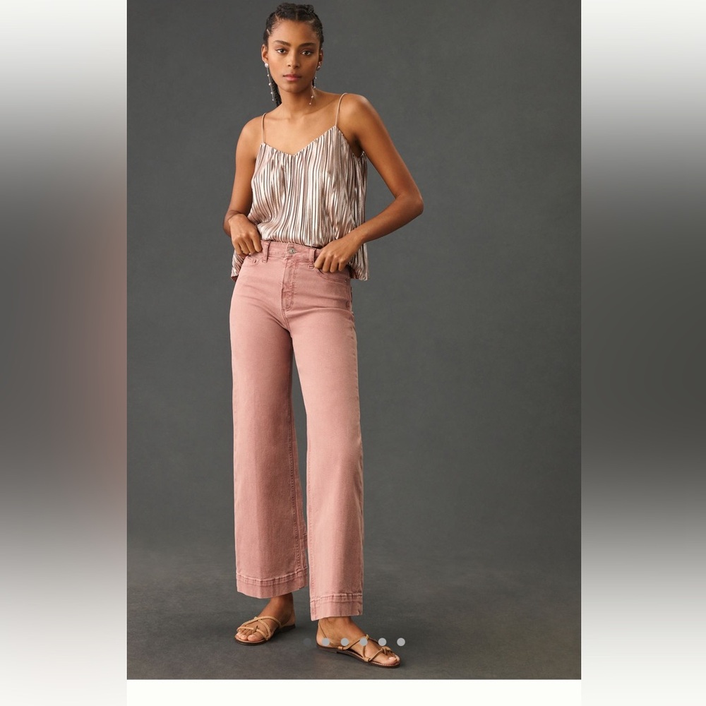 Paige Anessa High Rise Crop Wide Leg Jeans